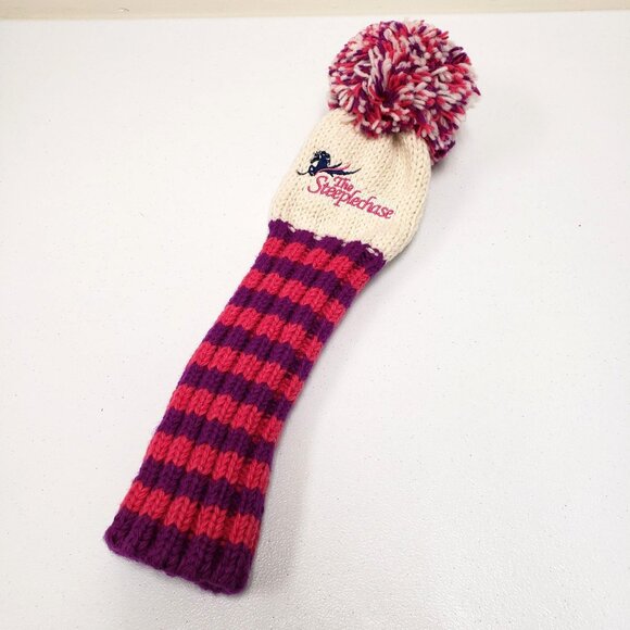 Sunfish The Steeplechase Golf Driver Headcover Knit Pink Purple Pom Pom - Picture 1 of 7